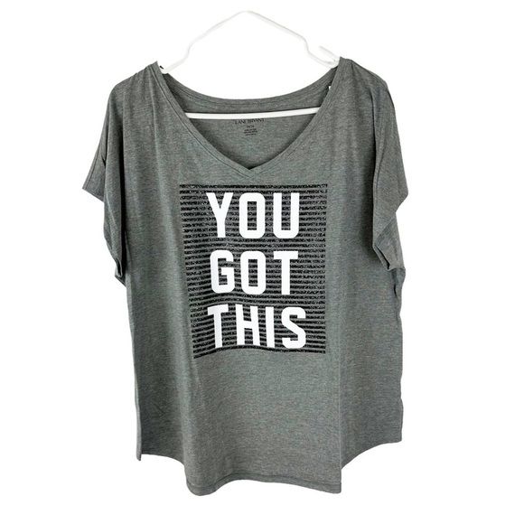 Gray and Black Stripe Glitter Embellished You've Got This Graphic Tee Size 14/16 - Picture 2 of 11